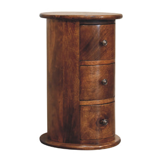 Chestnut Finish Narrow Drum Chest – 3 Drawer