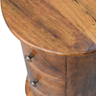 Chestnut Finish Narrow Drum Chest – 3 Drawer