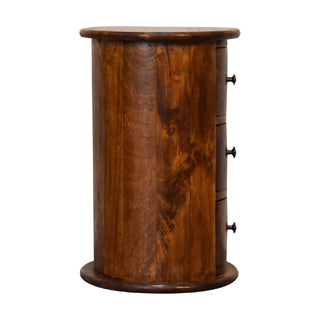 Chestnut Finish Narrow Drum Chest – 3 Drawer