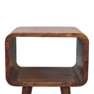 Chestnut Curved Open Bedside Table