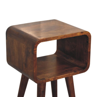 Chestnut Curved Open Bedside Table