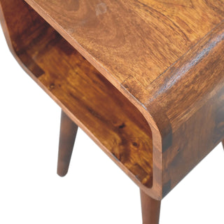 Chestnut Curved Open Bedside Table