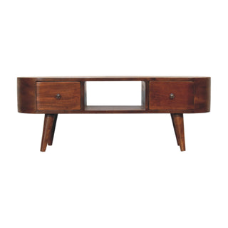 Chestnut Rounded Media Unit – 2 Drawer