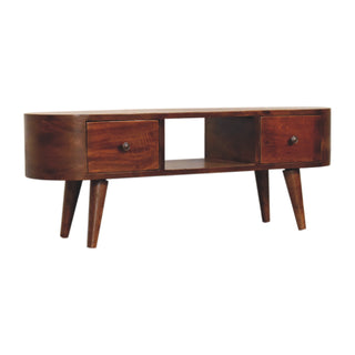 Chestnut Rounded Media Unit – 2 Drawer
