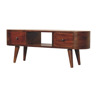 Chestnut Rounded Media Unit – 2 Drawer