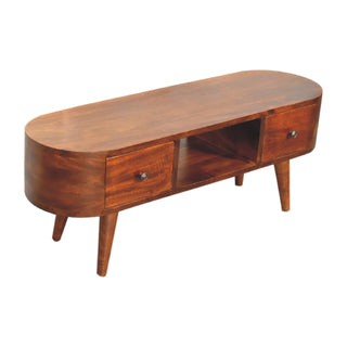 Chestnut Rounded Media Unit – 2 Drawer