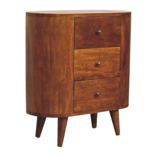Compact Mango Wood Cabinet in Chestnut Finish