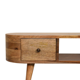 Chestnut Rounded Media Unit – 2 Drawer in Oak Finish