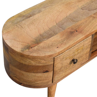 Chestnut Rounded Media Unit – 2 Drawer in Oak Finish
