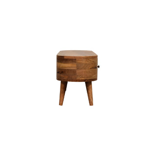 Chestnut Rounded Media Unit – 2 Drawer in Oak Finish