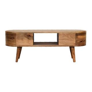 Chestnut Rounded Media Unit – 2 Drawer in Oak Finish