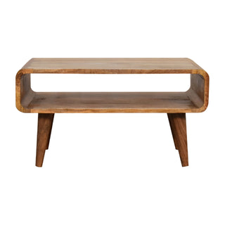 Curved TV Unit in Oak Finish - Open Shelf