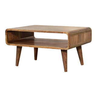 Curved TV Unit in Oak Finish - Open Shelf