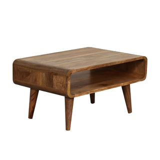 Curved TV Unit in Oak Finish - Open Shelf