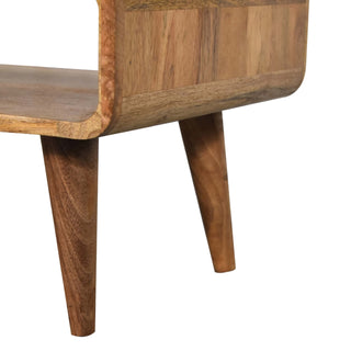 Curved TV Unit in Oak Finish - Open Shelf