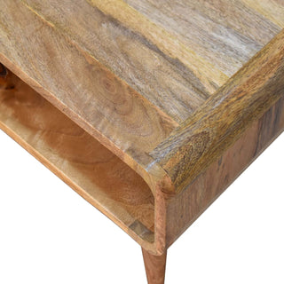 Curved TV Unit in Oak Finish - Open Shelf
