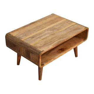 Curved TV Unit in Oak Finish - Open Shelf