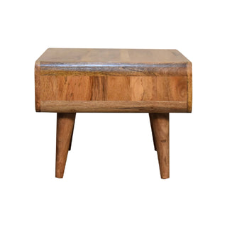 Curved TV Unit in Oak Finish - Open Shelf