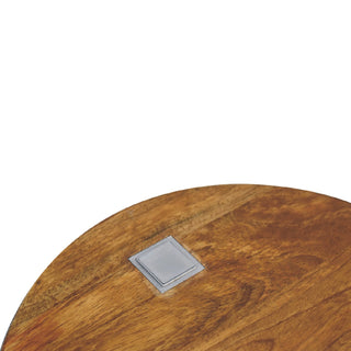 Circular Bedside Table in Chestnut Finish