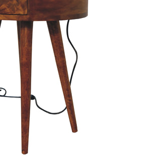 Circular Bedside Table in Chestnut Finish
