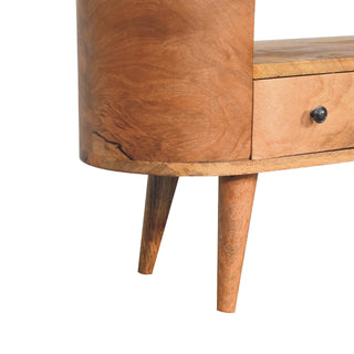 Narrow Rounded Media Unit in Oak Finish