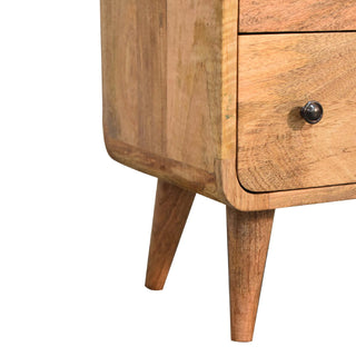 Narrow Curved Chest of Drawers in Oak Finish
