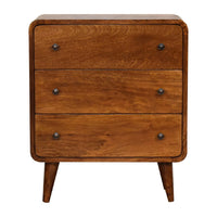Narrow Curved Chest of Drawers in Chestnut Finish