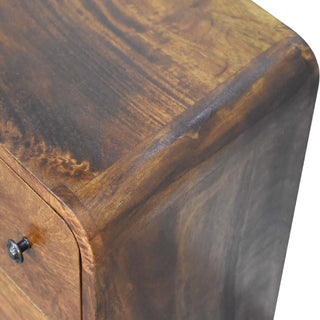 Narrow Curved Chest of Drawers in Chestnut Finish