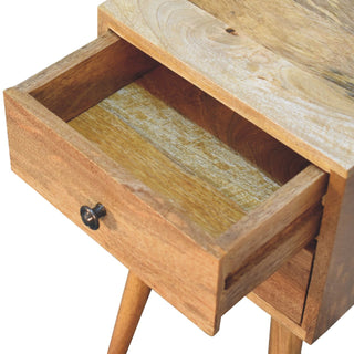 Narrow Nordic Bedside Table in Oak Finish