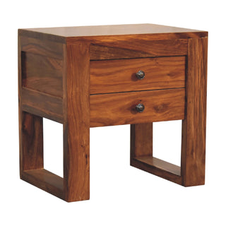 U-Square Bedside Table in Honey Finish