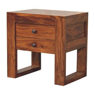 U-Square Bedside Table in Honey Finish