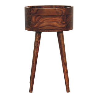Round Bedside Table in Honey Finish