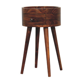 Round Bedside Table in Honey Finish