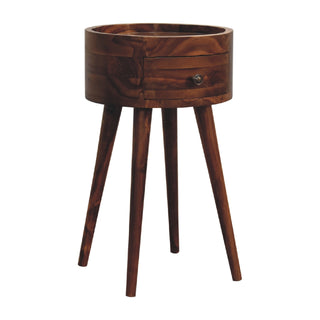 Round Bedside Table in Honey Finish