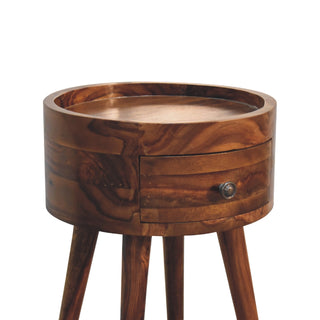 Round Bedside Table in Honey Finish