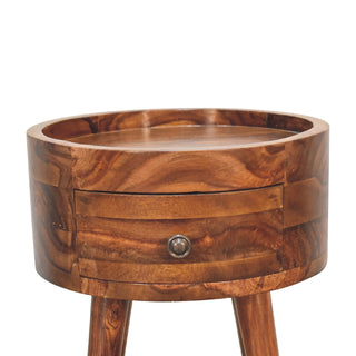 Round Bedside Table in Honey Finish