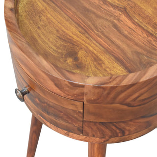 Round Bedside Table in Honey Finish
