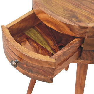 Round Bedside Table in Honey Finish