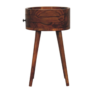 Round Bedside Table in Honey Finish