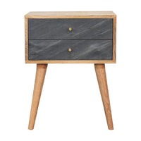Slate Bedside Table – Oak Finish