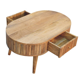 Stripe Coffee Table in Oak Finish, Mango Wood