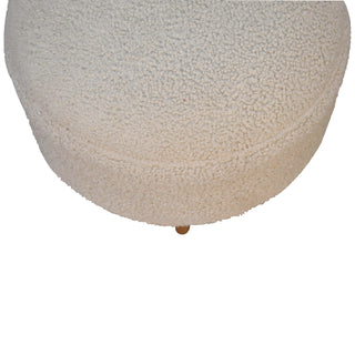 Cream Bouclé Round Stool