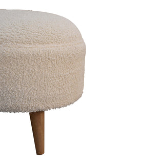 Cream Bouclé Round Stool