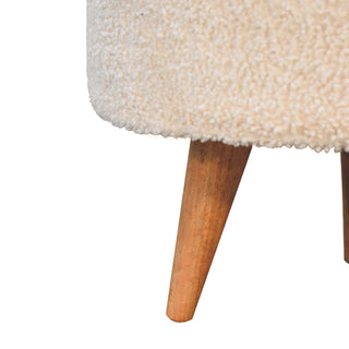 Cream Bouclé Round Stool