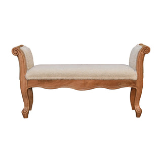 Cream Bouclé French Bench