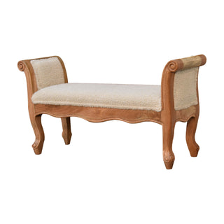 Cream Bouclé French Bench