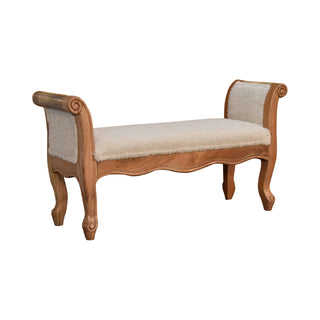 Cream Bouclé French Bench