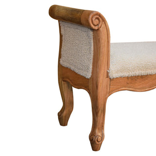 Cream Bouclé French Bench
