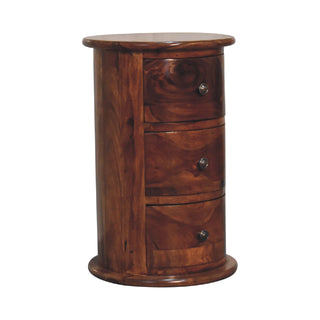 Solid Mango Wood Chestnut Finish Drum Chest