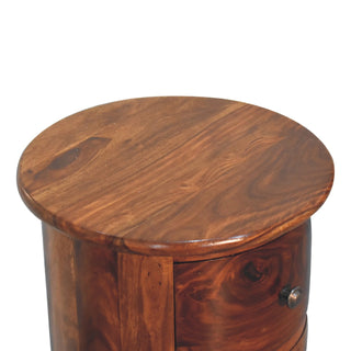 Solid Mango Wood Chestnut Finish Drum Chest